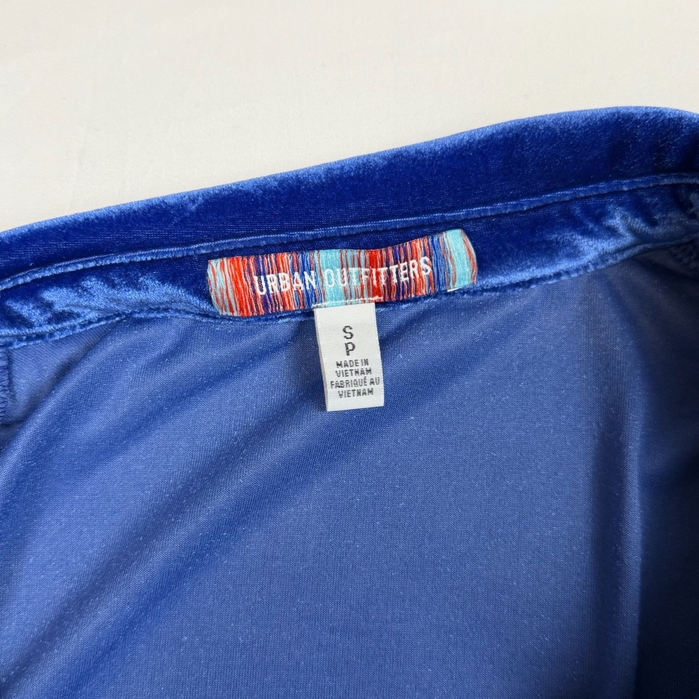 Urban Outfitters Blue Velvet Button Down Shirt Dress Y2K Long Sleeve Small EUC - Picture 3 of 10